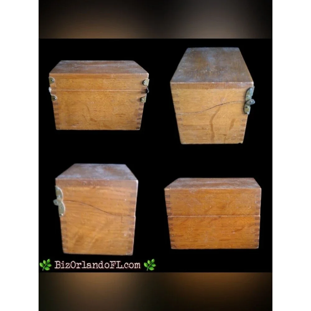 VINTAGE: Handcrafted Rustic Farmhouse Home Decor Wooden Recipe Box with Lid HTF